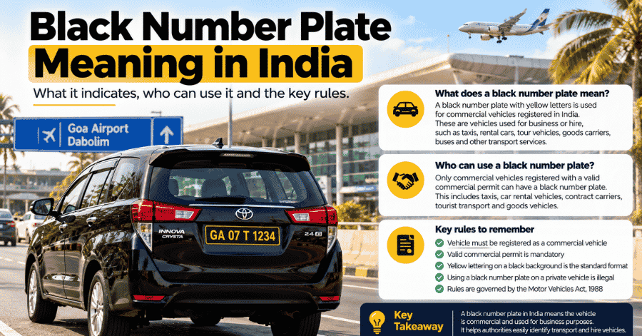 Black Number Plate Meaning in India | Self Drive Cars Goa
