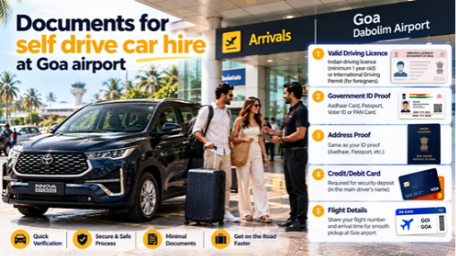 Documents for self drive car hire at Goa airport