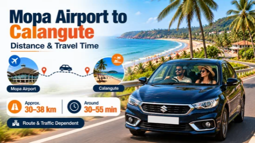 Mopa Airport to Calangute distance and travel time