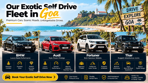 Our exotic self drive fleet in Goa